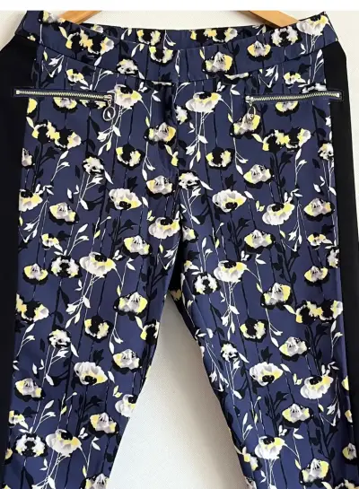 Pantalones florales azul con cierre - miniatura 1