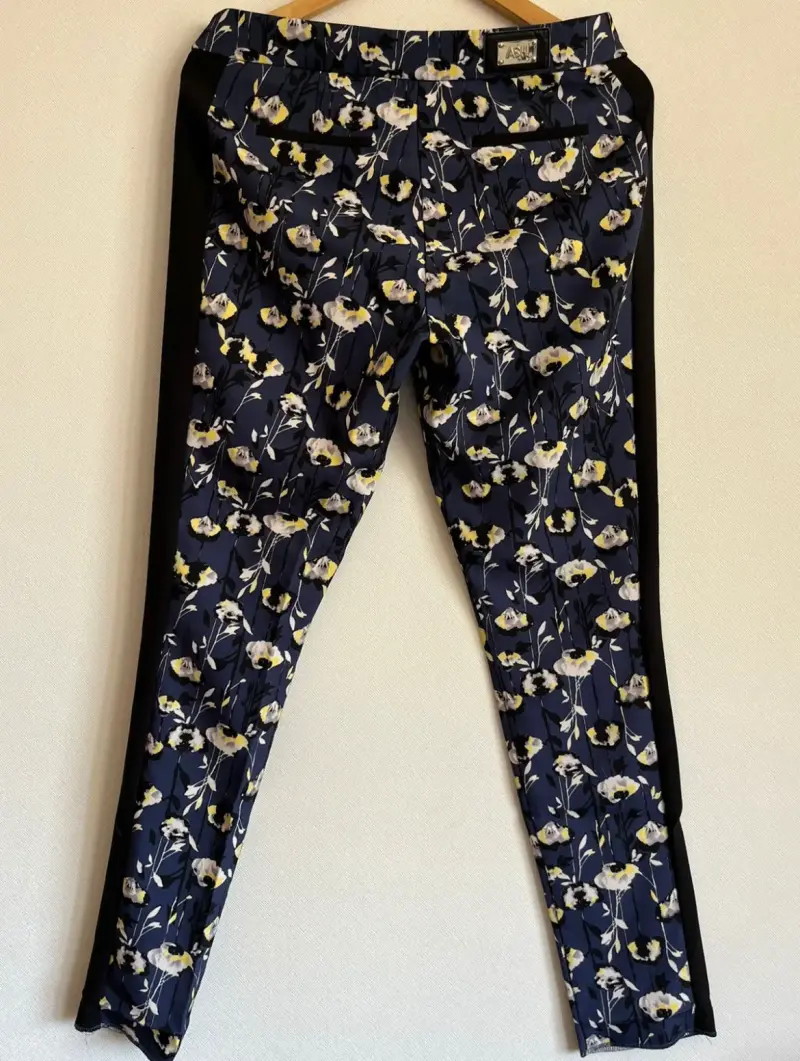 Pantalones florales azul con cierre - 2