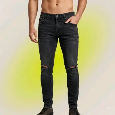 Jeans negros rotos para hombre talla 42 - miniatura 1