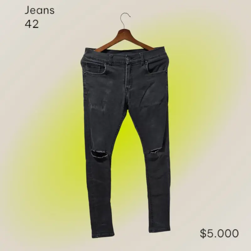 Jeans negros rotos para hombre talla 42 - 2