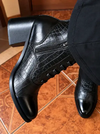 Botines Burano Gala Black de cuero negro - miniatura 1