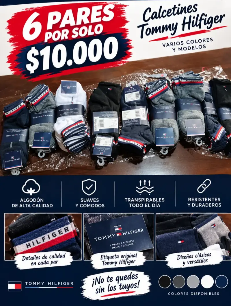 Calcetines Tommy Hilfiger varios colores 6 pares