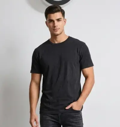 Polera negra básica para hombre Zara - miniatura 1