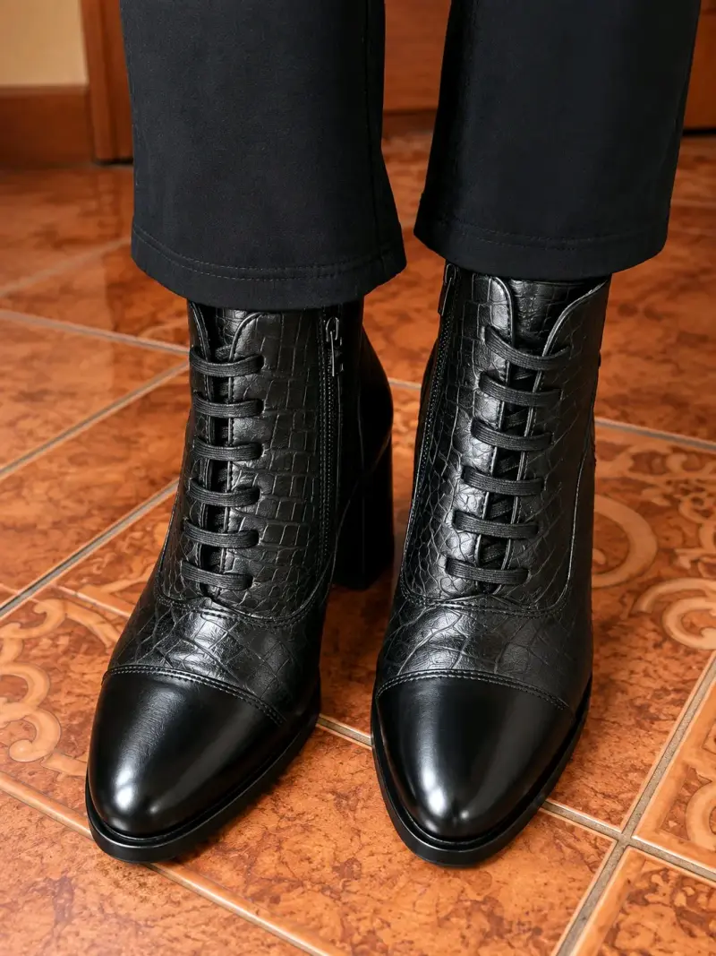 Botines Burano Gala Black de cuero negro - 4
