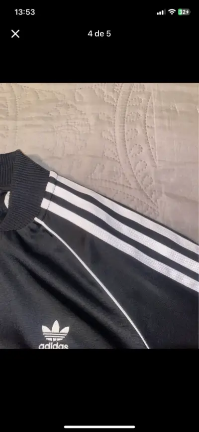 Chaqueta deportiva negra Adidas con rayas blancas - miniatura 4