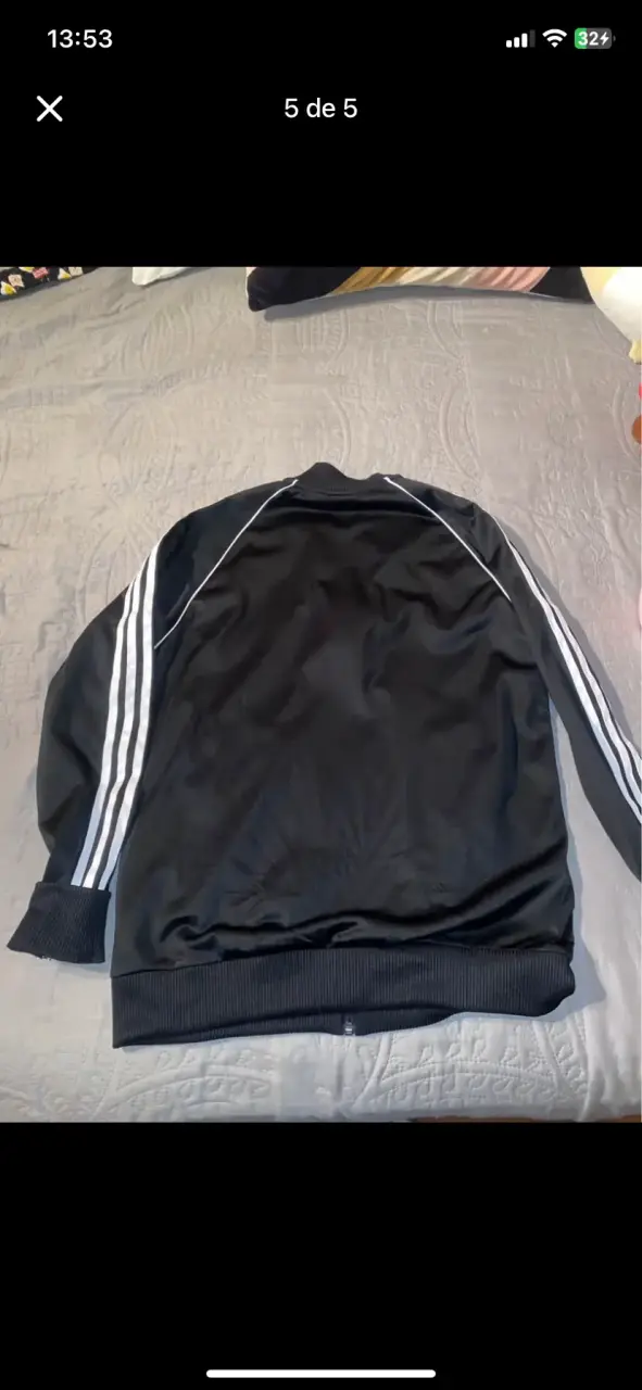 Chaqueta deportiva negra Adidas con rayas blancas - 5