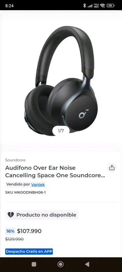 Audífonos Over Ear Noise Cancelling Soundcore - miniatura 2