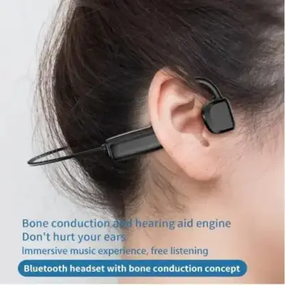 Auriculares de conducción ósea inalámbricos negros - miniatura 4