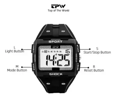 Reloj Deportivo Digital Negro Resistente al Agua - miniatura 4