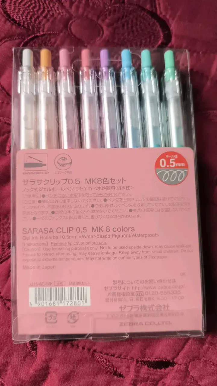 Set de lápices gel Zebra Sarasa Milk Color 8 colores - 2