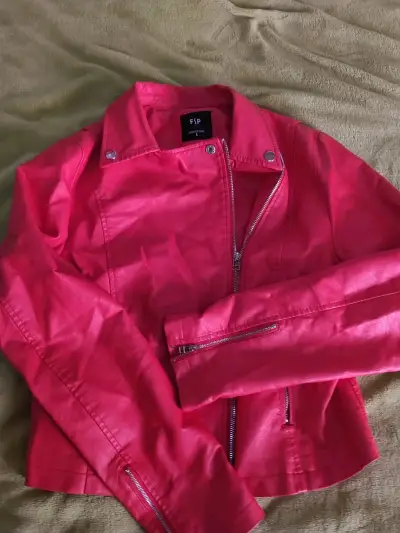 Chaqueta de cuero sintético roja FSP - miniatura 1