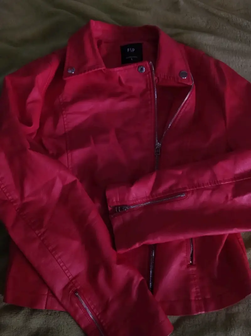 Chaqueta de cuero sintético roja FSP - 2