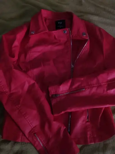 Chaqueta de cuero sintético roja FSP - miniatura 2