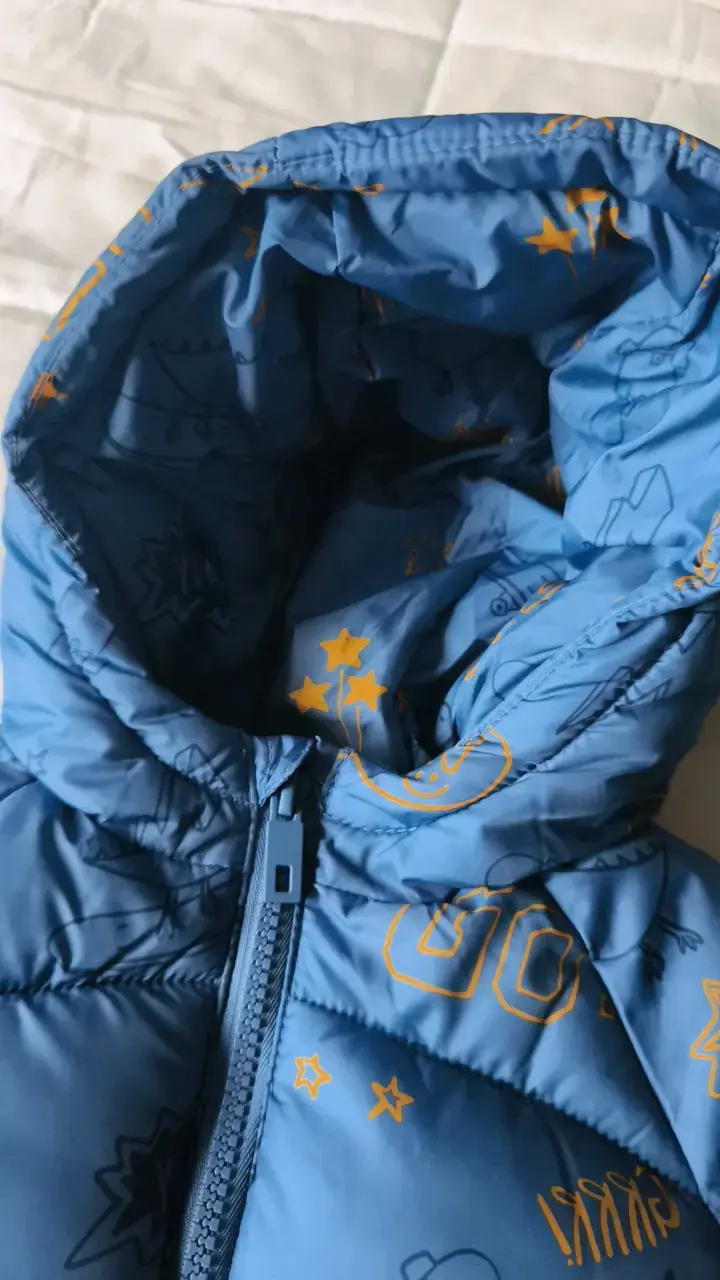 Parka acolchada azul para niño con capucha - 3