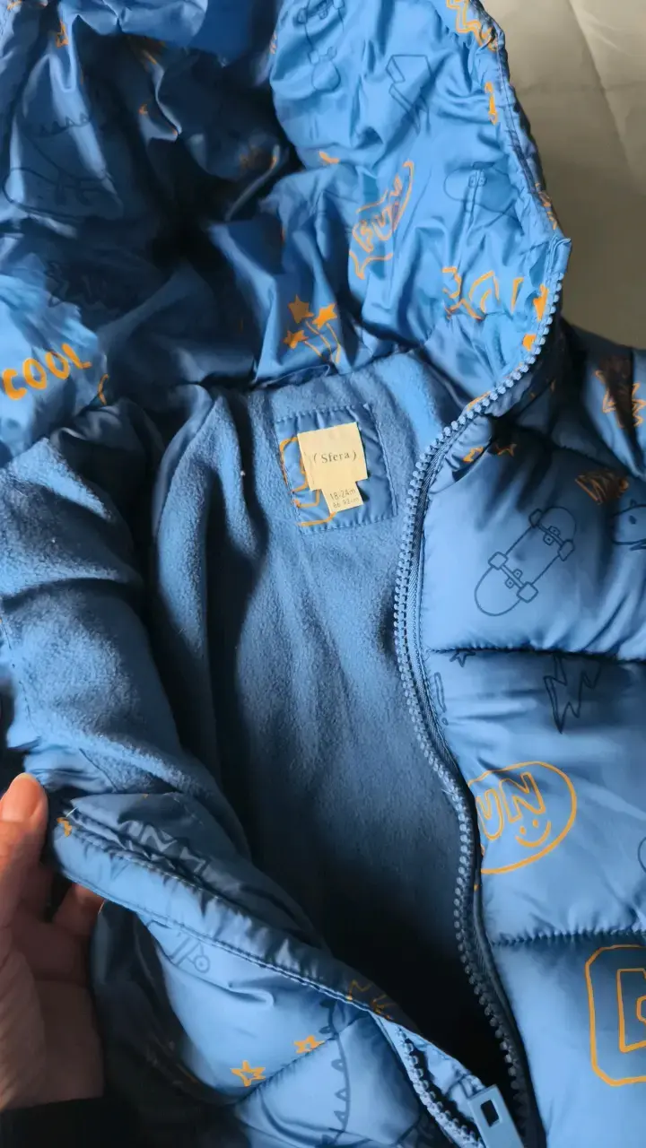 Parka acolchada azul para niño con capucha - 4