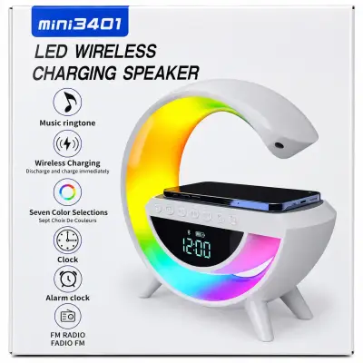 Reloj despertador LED con altavoz inalámbrico y cargador - miniatura 1