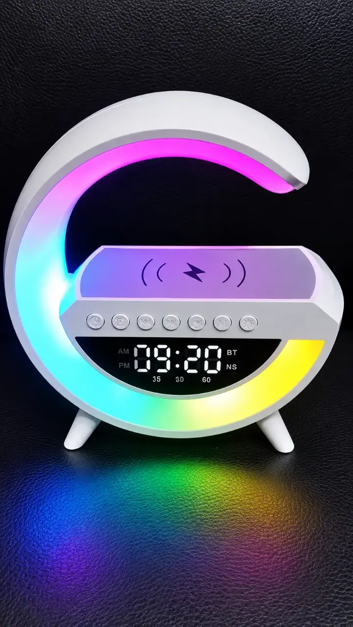 Reloj despertador LED con altavoz inalámbrico y cargador - 4