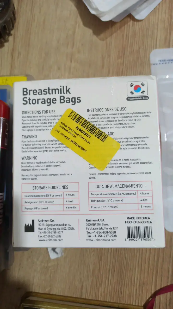 Bolsas de Almacenamiento de Leche Materna Unimom 240ml - 2