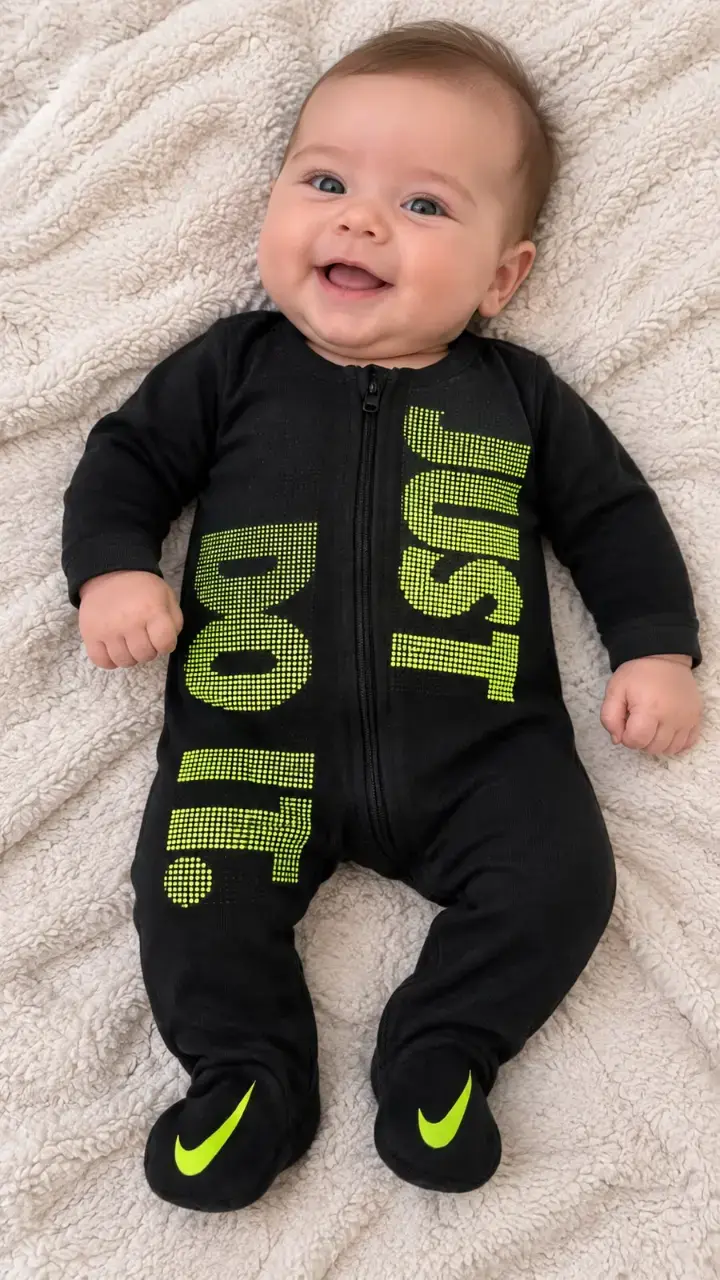 Enterito de bebé negro Nike con diseño 'Just Do It'