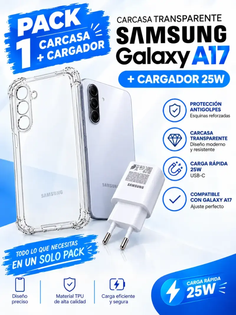 Pack Funda Transparente Galay A17 + Cargador 25W