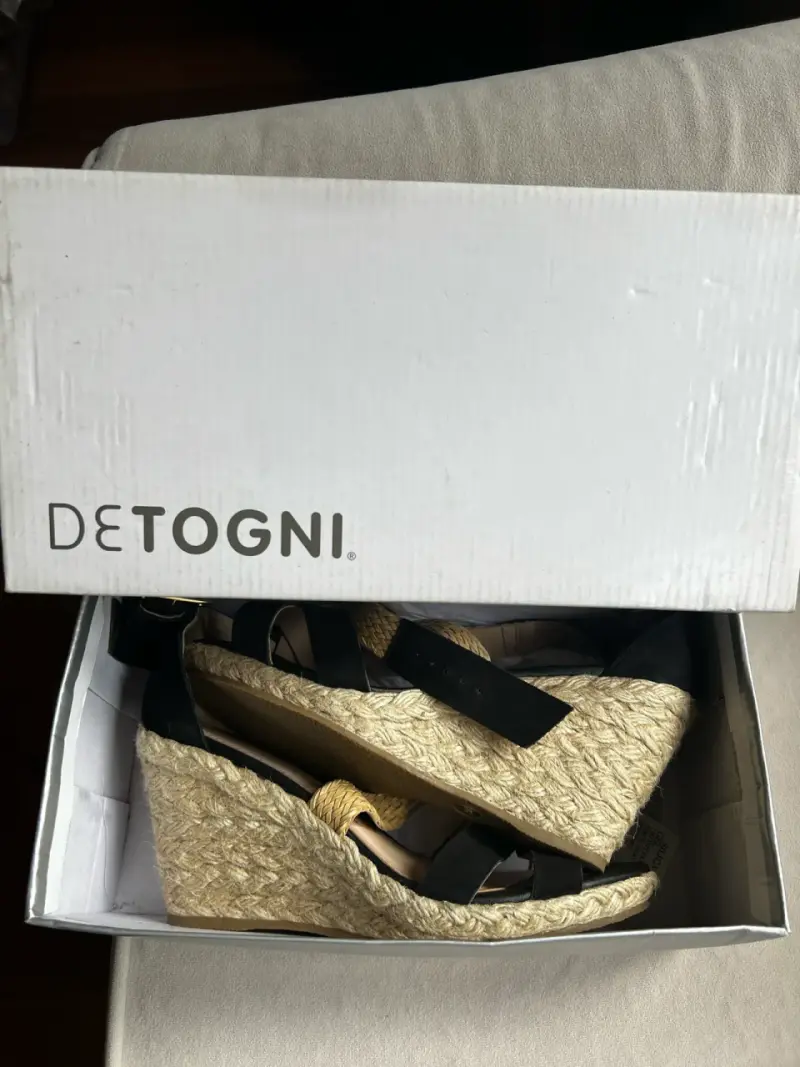 Sandalias de cuña negras Detogni con tiras trenzadas - 2
