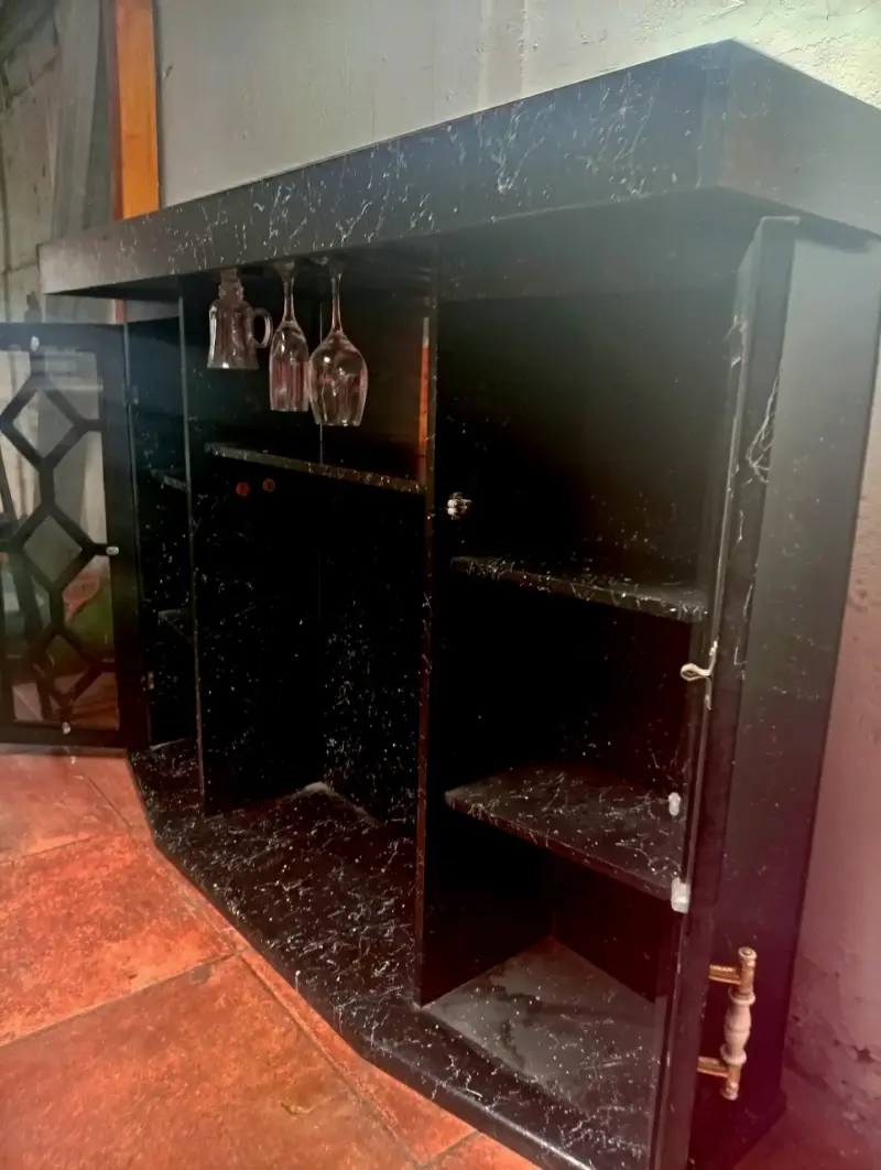 Bar de Madera Negro con Puertas de Vidrio - 3