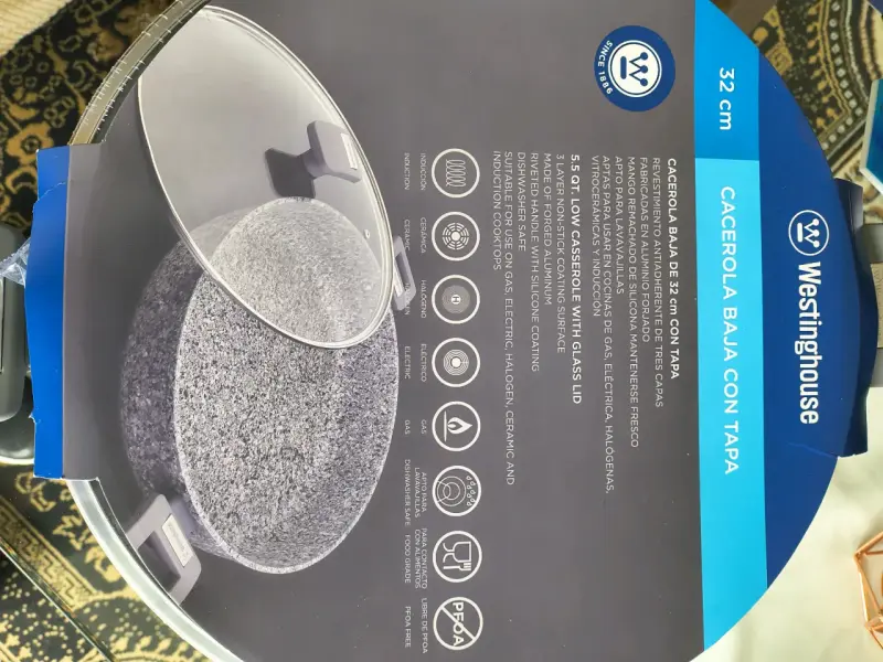 Cacerola baja 32 cm c/tapa de vidrio Westinghouse - 5