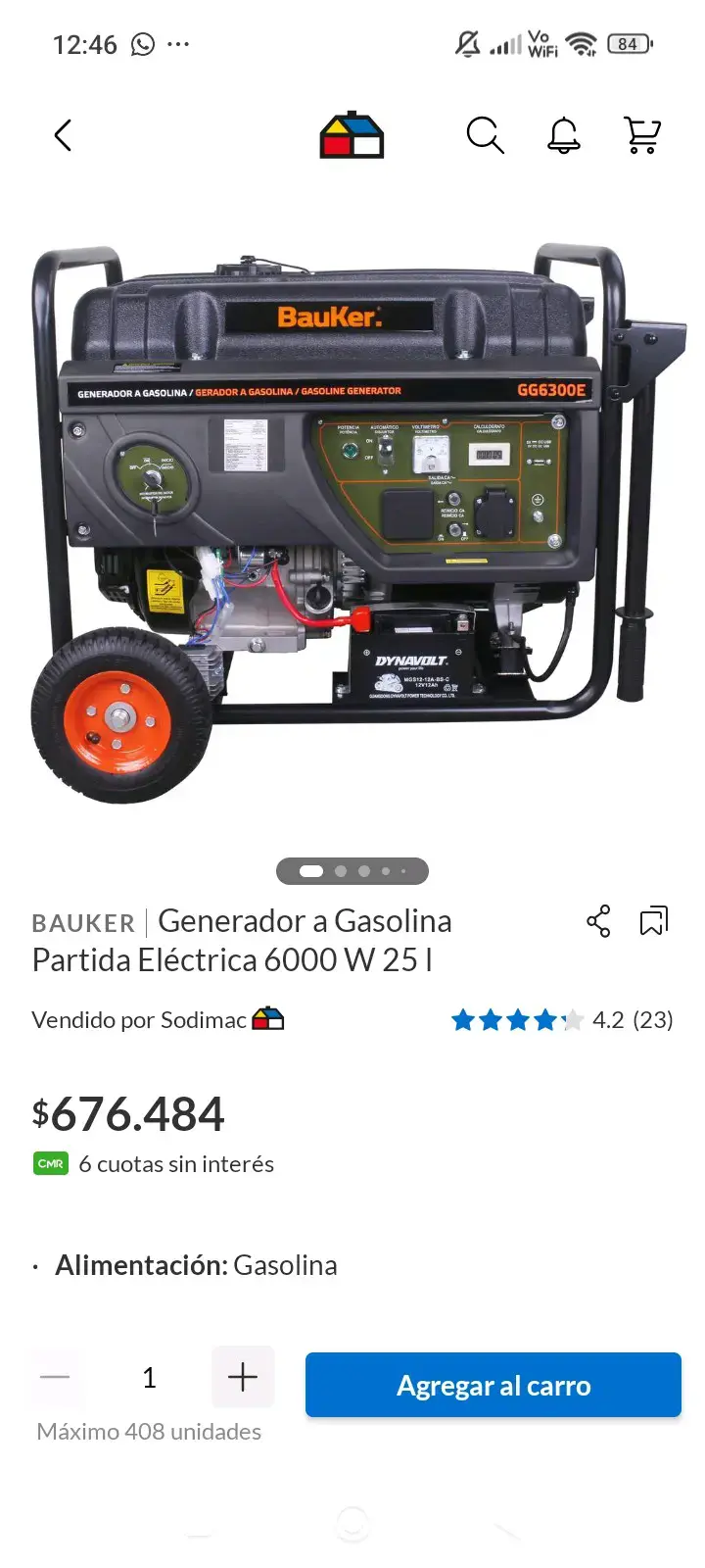 Generador a Gasolina Bauker GG6300E 6000W - 3