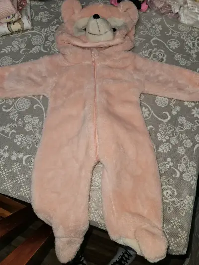 Disfraz de oso para bebé color rosado - miniatura 1