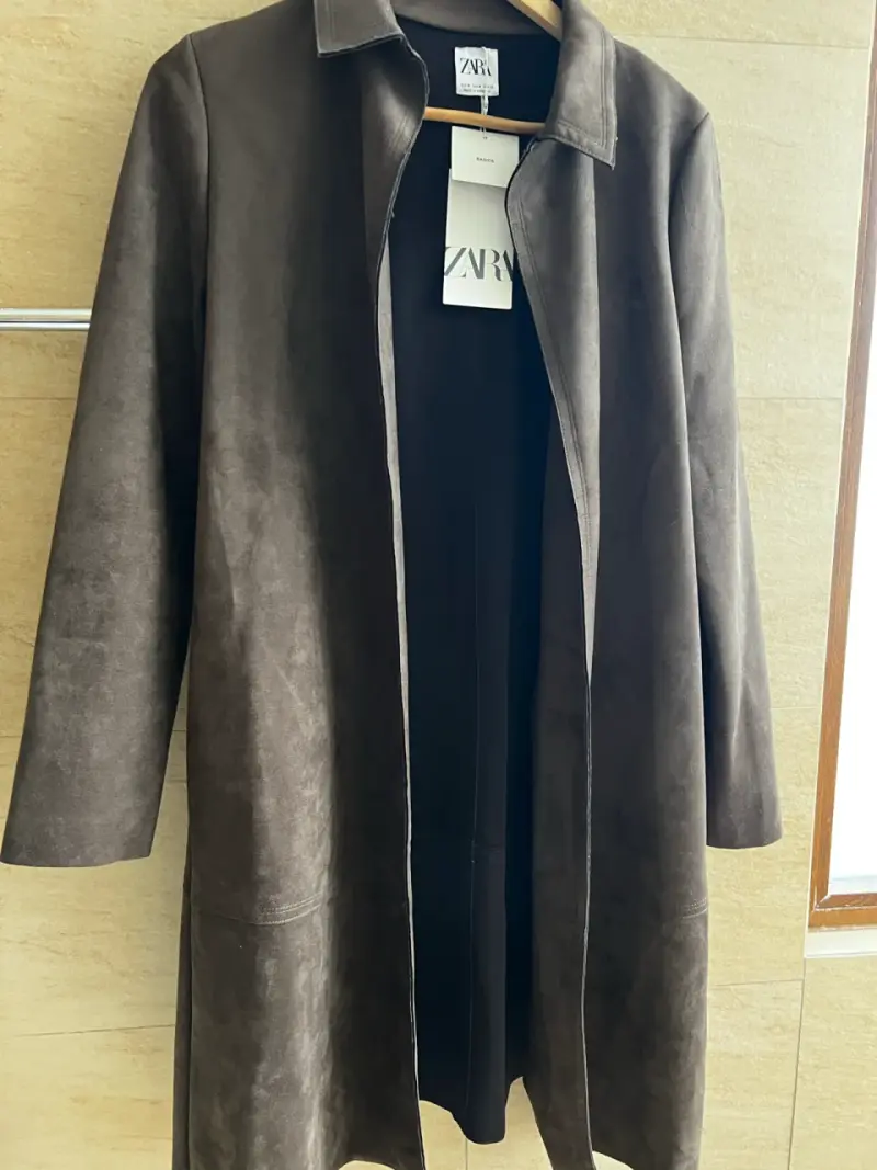 Abrigo de gamuza marrón Zara Basics - 1