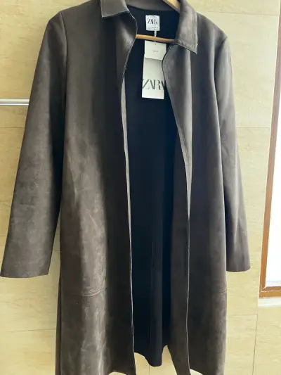 Abrigo de gamuza marrón Zara Basics - miniatura 1