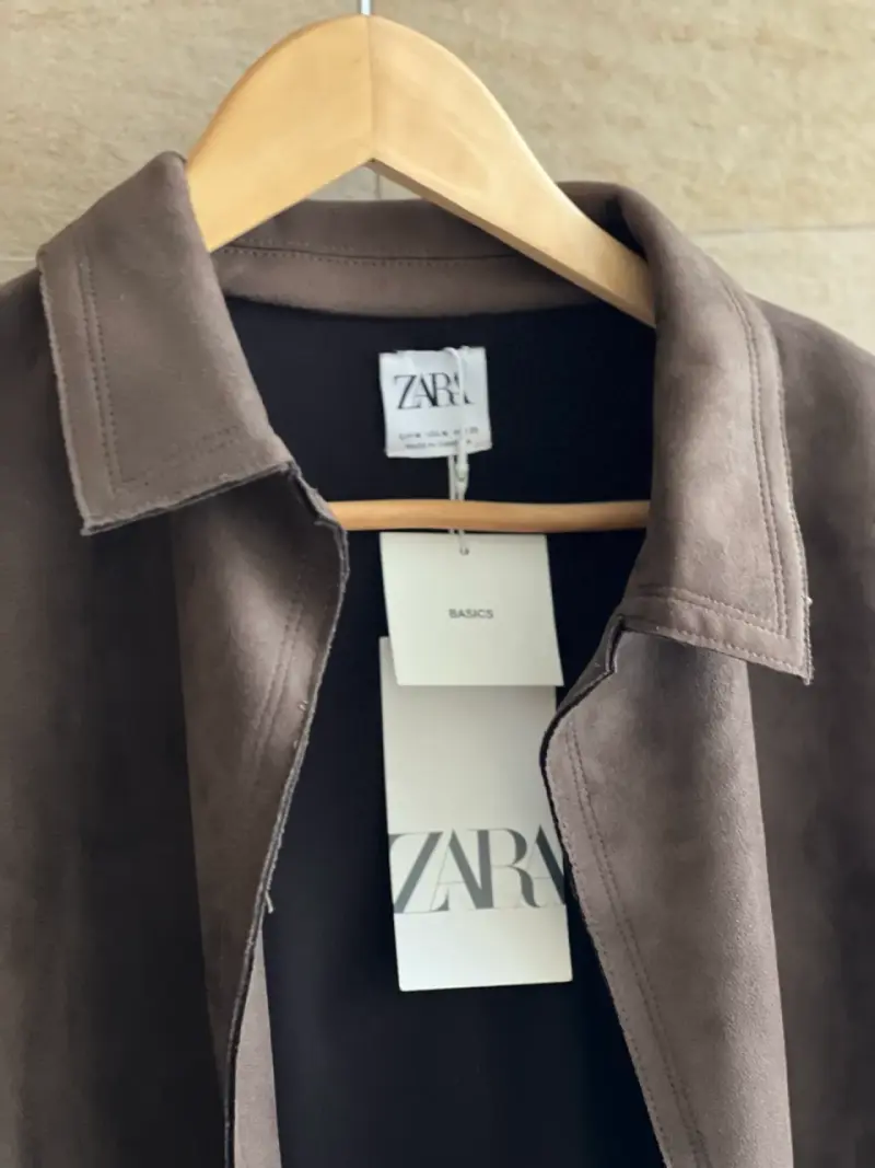 Abrigo de gamuza marrón Zara Basics - 2