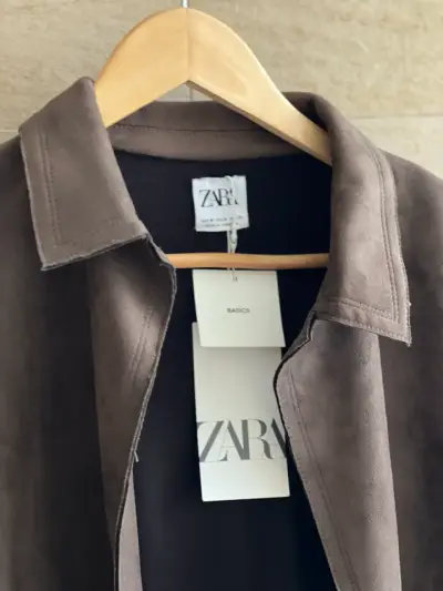 Abrigo de gamuza marrón Zara Basics - miniatura 2