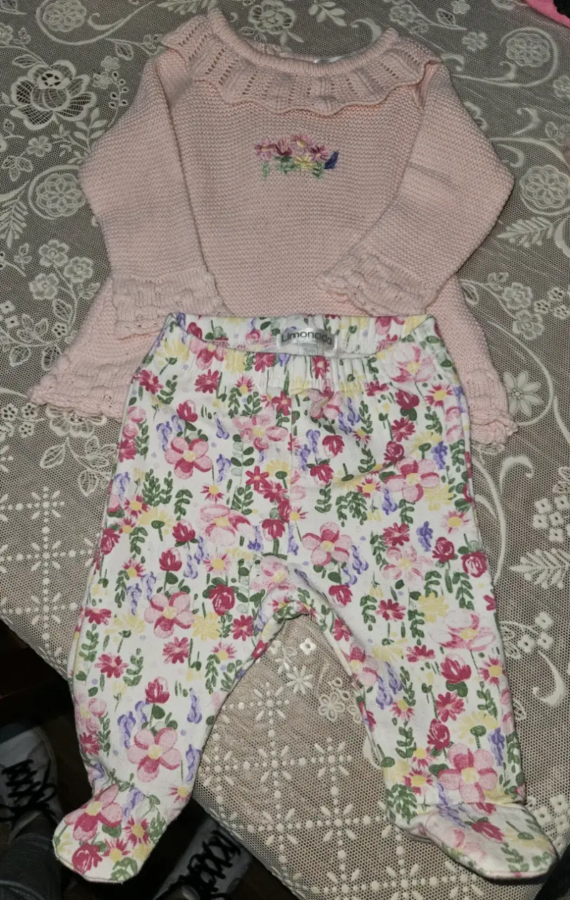 Conjunto de bebé Limonada floral y rosado - 2