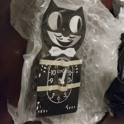 Reloj de pared Kit-Cat Klock negro diseño de gato - miniatura 1