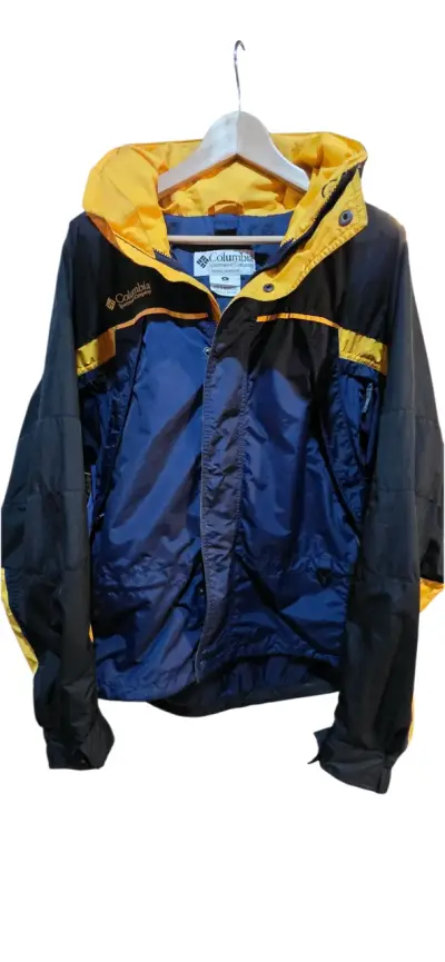 Chaqueta impermeable Columbia azul y amarilla - miniatura 1