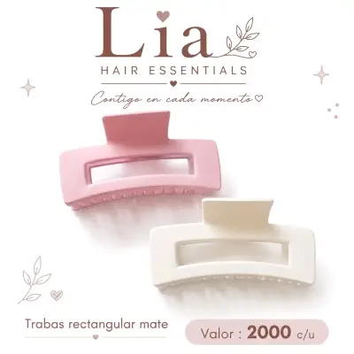 Trabas de cabello rectangulares mate Lia - miniatura 1