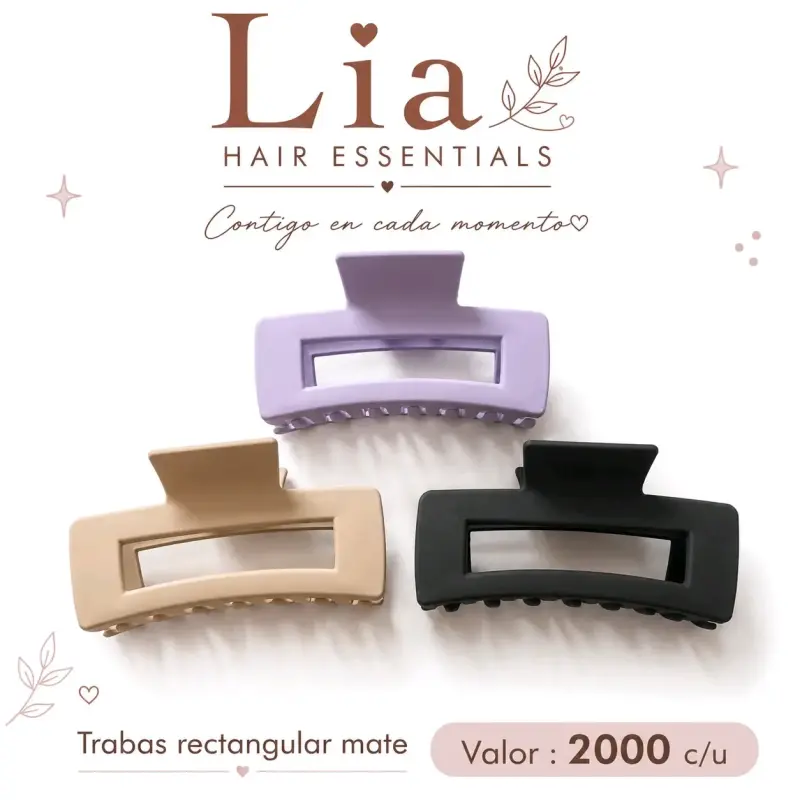 Trabas de cabello rectangulares mate Lia - 2