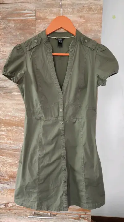 Vestido verde militar Mango Basics talla XS/S - miniatura 1