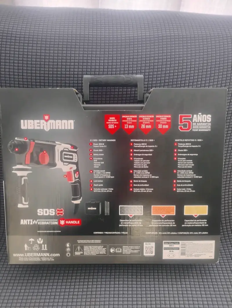 Rotomartillo Ubermann 800W con Maletín - 2