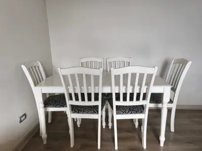 Juego de comedor blanco con 6 sillas - miniatura 2