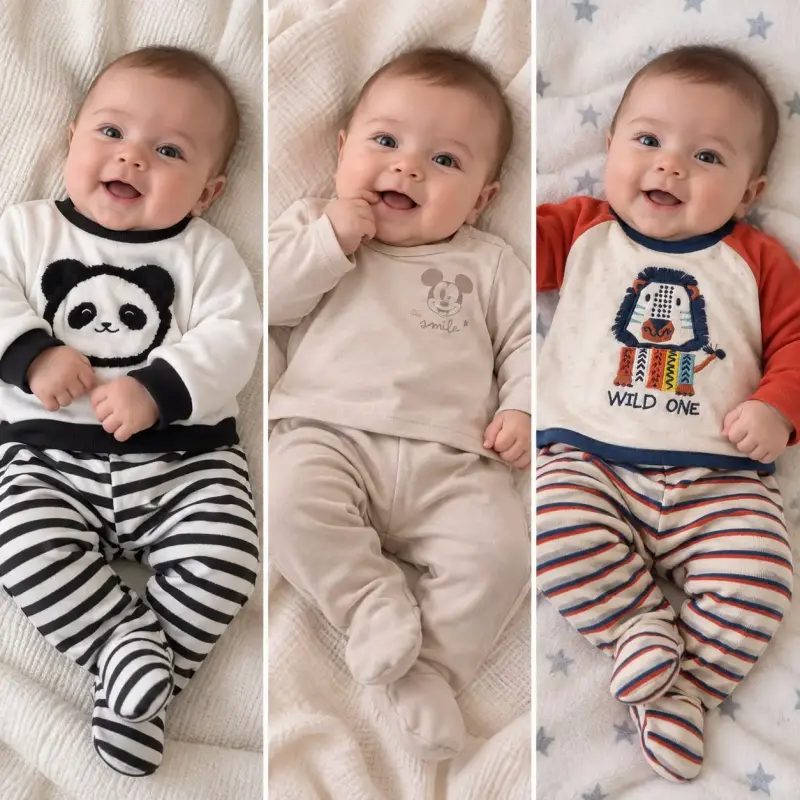Conjunto de ropa para bebé con diseños de animales
