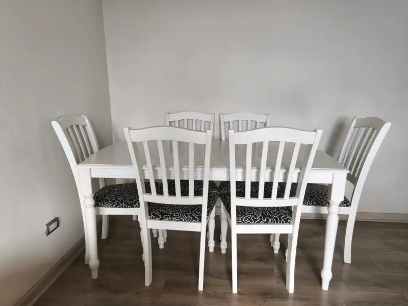 Juego de comedor blanco con 6 sillas - 3
