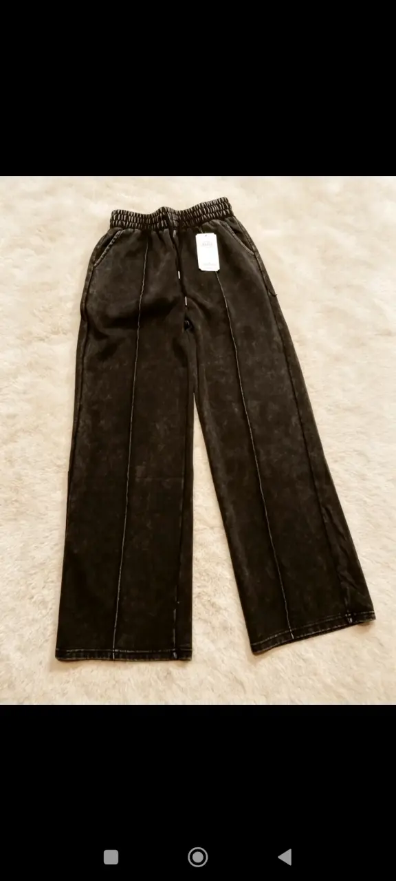 Pantalones anchos negros con elástico - 1