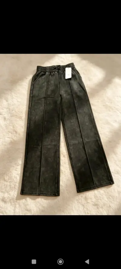 Pantalones anchos negros con elástico - miniatura 2
