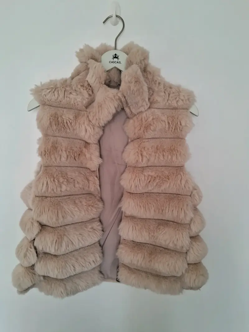 Chaleco de piel sintética beige para mujer - 1