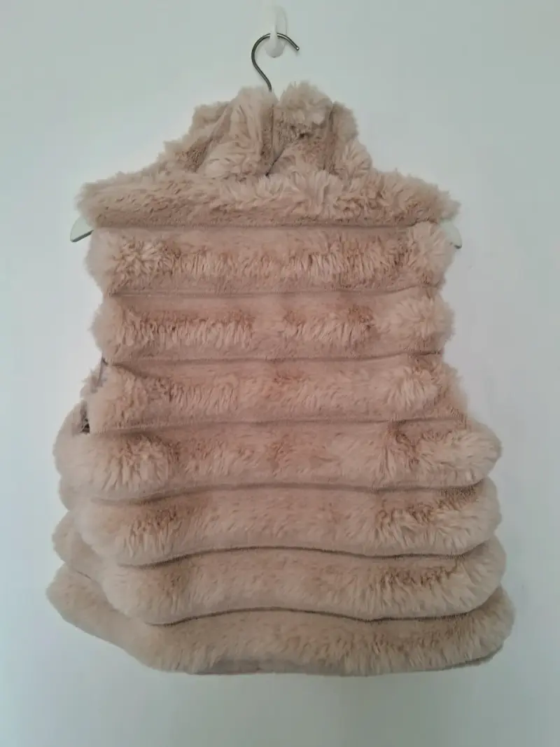 Chaleco de piel sintética beige para mujer - 3
