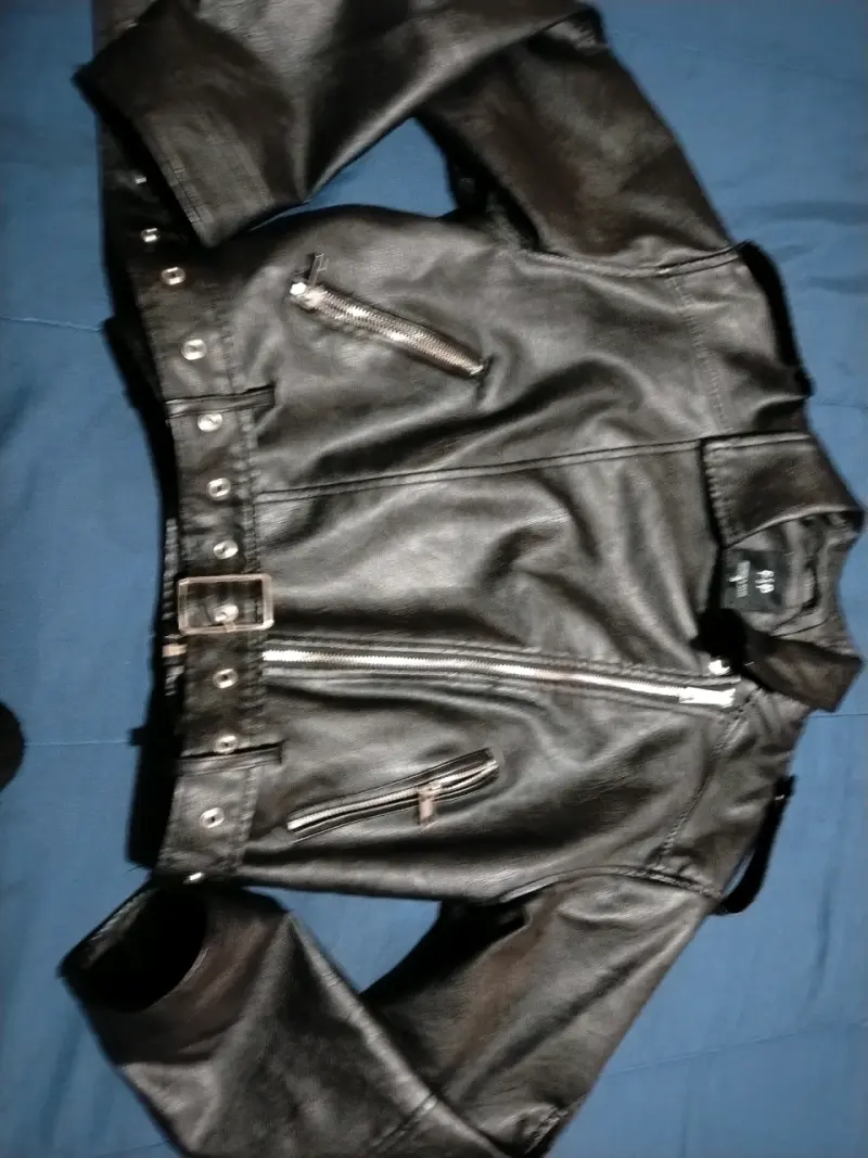 Chaqueta de cuero negra para mujer FSP - 2
