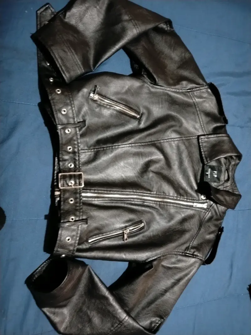 Chaqueta de cuero negra para mujer FSP - 3