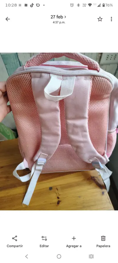 Mochila infantil rosa con diseño de jirafa - miniatura 2